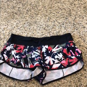 multicolored lululemon speed shorts